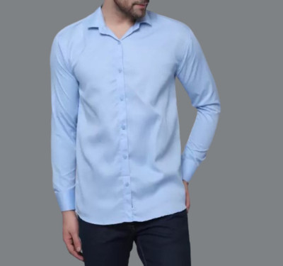 Auslese Men Solid Casual Light Blue Shirt