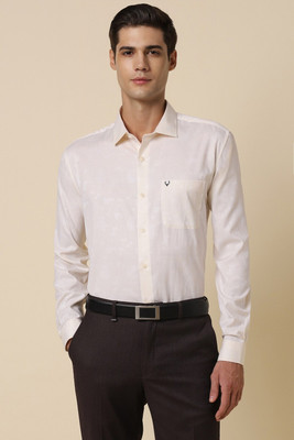 Allen Solly Men Self Design Formal Cream Shirt