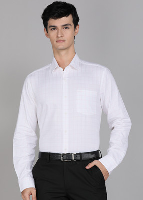ARROW Men Checkered Formal White Shirt