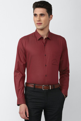 PETER ENGLAND Men Self Design Formal Maroon Shirt