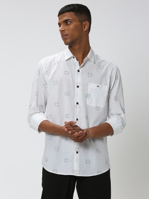 MUFTI Men Printed Casual White Shirt