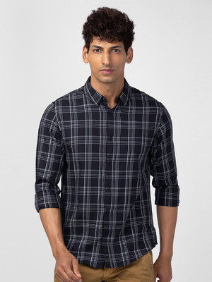Spykar Men Checkered Casual Black Shirt