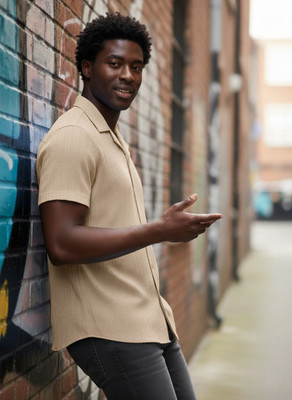 Aarna Enterprise Men Solid Casual Khaki Shirt