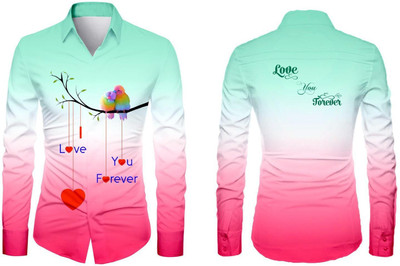 JRKENTERPRISE Men Printed Casual Light Green, Pink, White Shirt