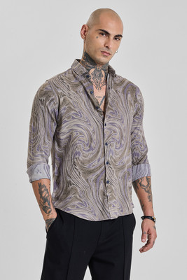Snitch Men Printed Casual Brown Shirt