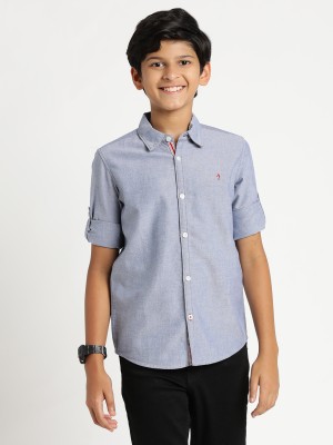 INDIAN TERRAIN Boys Solid Casual Blue Shirt