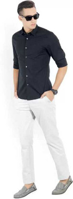 ISUEL FAB Men Printed Casual Black Shirt