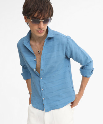 CAMPUS SUTRA Men Printed Casual Blue Shirt