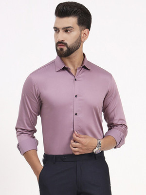 Urban Core Men Solid Formal Purple Shirt