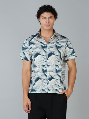 Mark & Albert Men Printed Casual White Shirt