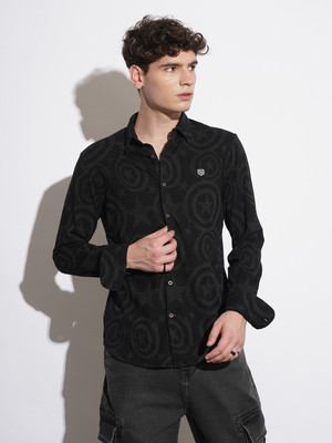 BEING HUMAN Men Printed Casual Black Shirt