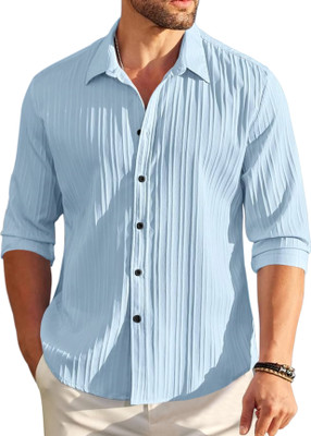 ROYAL SCOUT Men Self Design Casual Blue Shirt
