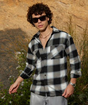 CAMPUS SUTRA Men Checkered Casual Black Shirt