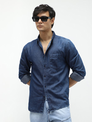 Urbano Fashion Men Solid Casual Dark Blue Shirt