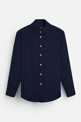 HOC Men Solid Formal Blue Shirt