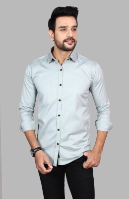 Liza Martin Men Solid Casual Grey Shirt