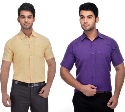 DESHBANDHU KHADI Men Solid Formal Multicolor Shirt(Pack of 2)