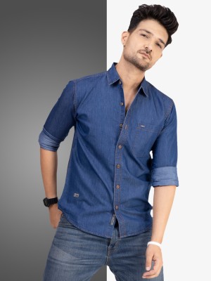 D Finish Men Solid Casual Dark Blue Shirt