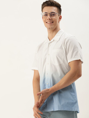 Mast & Harbour Men Color Block Casual Blue Shirt