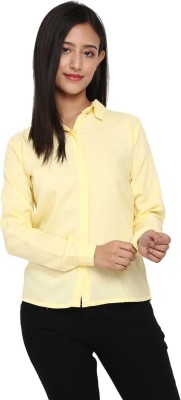 V-MART Women Solid Casual Yellow Shirt