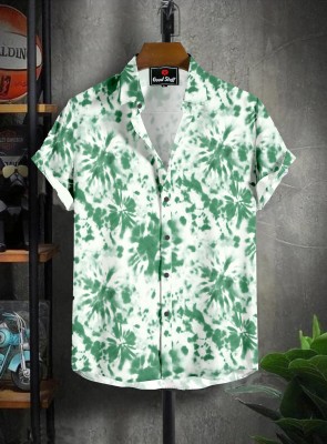 Varidashi Men Printed Casual White, Green Shirt