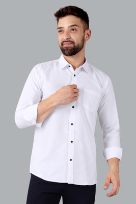 ALMORA Men Solid Formal White Shirt