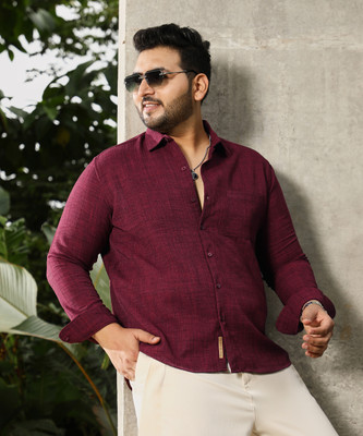 Instafab Plus Men Solid Casual Red Shirt