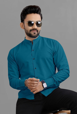 VTEXX Men Solid Formal Blue Shirt