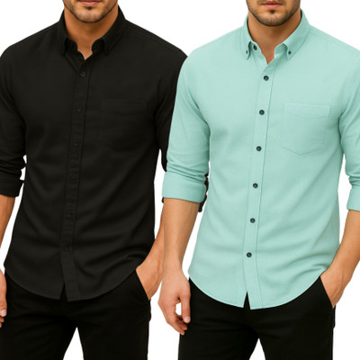 Mensclothing Men Solid Casual Multicolor Shirt(Pack of 2)