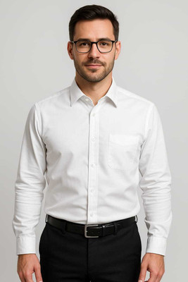 DEEPMAALA TEXTILES Men Solid Formal White Shirt