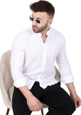 Masher Men Solid Casual White Shirt