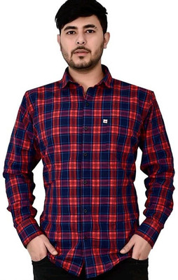 Shreyash Trend Men Solid Casual Dark Blue, Pink Shirt