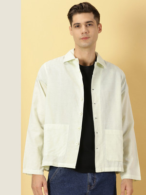 THOMAS SCOTT Men Solid Casual Green Shirt