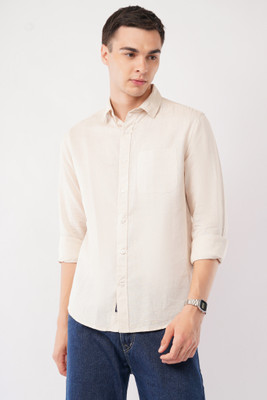 OFFSHADE Men Solid Casual Beige Shirt