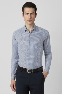 PETER ENGLAND Men Striped Formal Blue Shirt