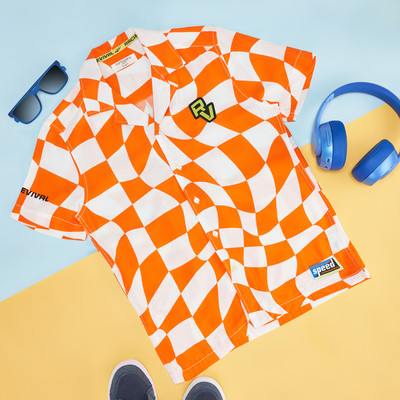 Pantaloons Junior Boys Checkered Casual Pink Shirt