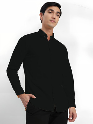 JEMI ENTERPRISE Men Self Design, Solid Casual Black Shirt