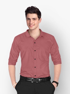 STONEBERG Men Solid Formal Pink Shirt