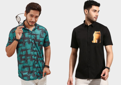 Emporium Men Printed Casual Green Shirt(Pack of 2)