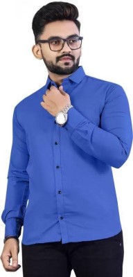 Vuon fab Men Solid Formal Blue Shirt