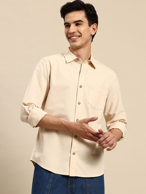 United Colors of Benetton Men Solid Casual Yellow Shirt