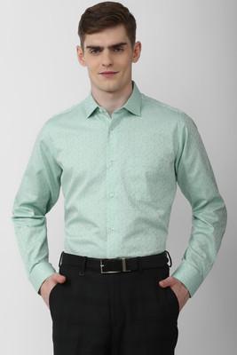 VAN HEUSEN Men Self Design Formal Light Green Shirt