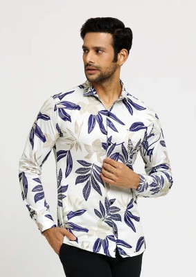 vibevest Men Floral Print, Printed Casual Cream Shirt