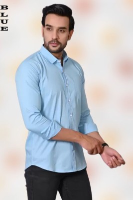 Shlvna Fashion Men Solid Formal Light Blue Shirt