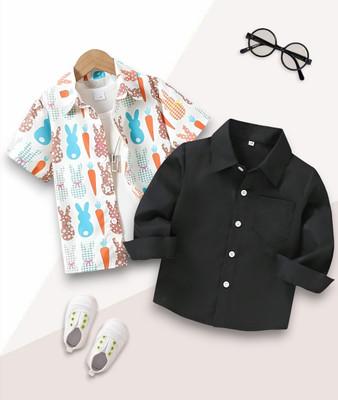 KIDGARB Boys Printed Casual Multicolor Shirt(Pack of 2)