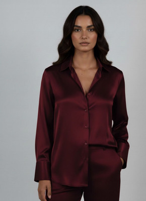 NG Fashion Women Solid Casual Maroon Shirt