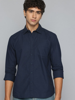 FLYING MACHINE Men Solid Casual Blue Shirt
