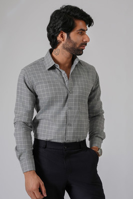 Haute Tissue Men Checkered Casual Grey Shirt