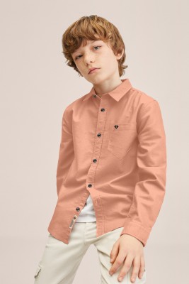 SKY PEARL Boys Solid Casual Pink Shirt