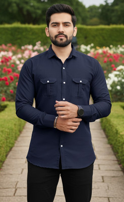 Sedum Sestri Men Solid Casual Dark Blue Shirt